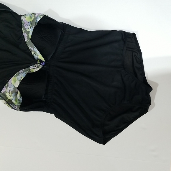 BLAIR Black Blue & Purple Pansie One Piece Dress Swimsuit - Picture 6 of 15